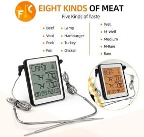 img 4 attached to 🌡️ BestFire Dual Probe Digital Meat Thermometer with Touch Screen LCD Backlight, Timer Alarm, Back Magnet, Hanging Hole, and Retractable Stand - for Cooking, BBQ, Grilling, Oven, Baking - Home Kitchen Essentials