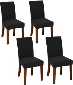 img 4 attached to Black Stretch Slipcovers for Dining Room Chairs - Set of 4 Kitchen Chair Covers