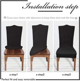 img 1 attached to Black Stretch Slipcovers for Dining Room Chairs - Set of 4 Kitchen Chair Covers