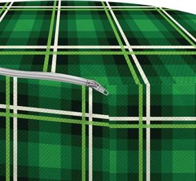 img 2 attached to 🟢 Lunarable Emerald Ottoman Pouf: Geometrical Pattern with Vibrant Tartan Style Design for Stylish Decor, Soft Foot Rest for Living Room and Bedroom - Black Green