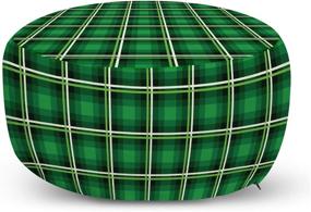 img 4 attached to 🟢 Lunarable Emerald Ottoman Pouf: Geometrical Pattern with Vibrant Tartan Style Design for Stylish Decor, Soft Foot Rest for Living Room and Bedroom - Black Green