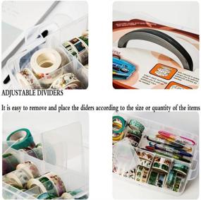 img 3 attached to 🧰 HomDSim Washi Tape Box Organizer Storage, Closet Container with 30 Adjustable Compartments, Clear, for Masking Tape, Desktop Tape, DIY Sticker Rolls, Tape Cutter Holder, Finger Safety Dispenser