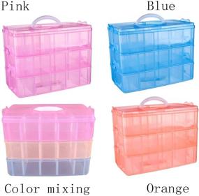 img 1 attached to 🧰 HomDSim Washi Tape Box Organizer Storage, Closet Container with 30 Adjustable Compartments, Clear, for Masking Tape, Desktop Tape, DIY Sticker Rolls, Tape Cutter Holder, Finger Safety Dispenser