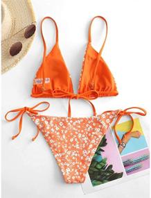 img 1 attached to 👙 ZAFUL Women's Whip Stitch Textured String Triangle Bikini Set - Trendy Two Piece Swimsuit for Beach-Ready Style