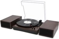 🎵 lp & no.1 bluetooth vinyl record player with external speakers - 3-speed turntable for vinyl albums, auto off, and bluetooth input - dark brown finish logo