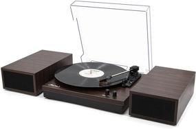 img 4 attached to 🎵 LP & No.1 Bluetooth Vinyl Record Player with External Speakers - 3-Speed Turntable for Vinyl Albums, Auto Off, and Bluetooth Input - Dark Brown Finish