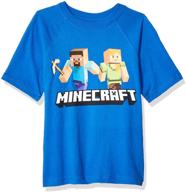 🕹️ stylish minecraft boys' steve and alex on the go graphics short sleeve t-shirt - perfect for gaming enthusiasts logo