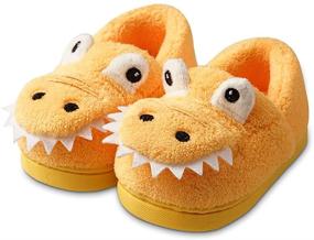 img 4 attached to 🦖 Adorable Toddler Dinosaur Slippers - Boys' Indoor Bedroom Shoes and Slippers