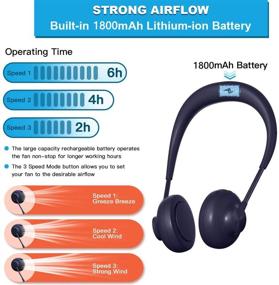 img 2 attached to 🌬️ NOOFORMER Portable Bladeless Neck Fan: The Ultimate Hands-Free, USB Rechargeable, Air Cooling Solution for Outdoor, Office, and Travel (2020 New Model)