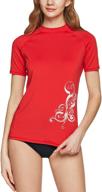 tsla women's upf 50+ rash guard short sleeve, uv/spf surf swim shirt, water beach swimsuit top logo