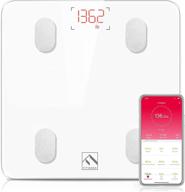 📱 fitindex bluetooth body fat scale: smart wireless bmi bathroom weight scale with app for body composition tracking - white logo