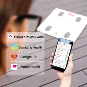 img 1 attached to 📱 FITINDEX Беспроводные весы Bluetooth для измерения жира в теле и расчета ИМТ: Умные весы для ванной комнаты с приложением для отслеживания композиции тела - Белые