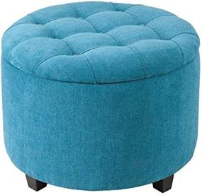 img 1 attached to Maximize Storage and Style with Madison Park Sasha Round Ottoman featuring Shoe Holder Insert