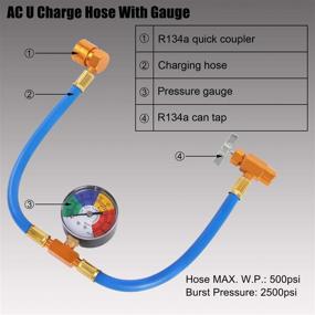 img 2 attached to YSTOOL AC U Charge Hose with Gauge Car Refrigerant R134a Recharge Tool Kit Auto Air Conditioner Charging Hose 100 PSI Low Pressure Measuring Meter R134a Can Tap Quick Coupler Plus SEO