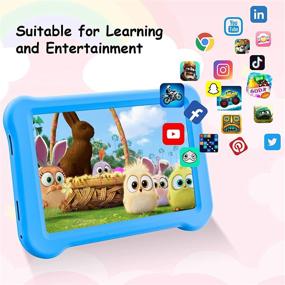 img 2 attached to Android 10 Планшет для детей с двойной камерой, играми, родительским контролем и GPS - 7-дюймовый IPS-дисплей, 2 ГБ ОЗУ, 32 ГБ памяти - Предустановленный Kidoz; Включен защитный чехол для детей - Синий.