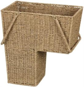 img 4 attached to 🧺 Convenient and Stylish Seagrass Wicker Stair Step Basket with Handle for Household Essentials