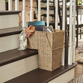 img 1 attached to 🧺 Convenient and Stylish Seagrass Wicker Stair Step Basket with Handle for Household Essentials