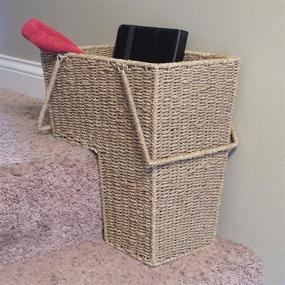 img 2 attached to 🧺 Convenient and Stylish Seagrass Wicker Stair Step Basket with Handle for Household Essentials