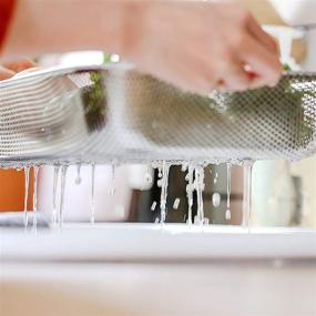 img 1 attached to 🥦 Premium Cedilis Stainless Steel Colander Strainer - Set of 2, Large Rectangle Mesh Drainer Basket for Vegetables, Fruits & Food