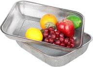 🥦 premium cedilis stainless steel colander strainer - set of 2, large rectangle mesh drainer basket for vegetables, fruits & food logo