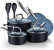 🍳 cook n home ceramic nonstick coating set cookware, 10-piece, grey logo