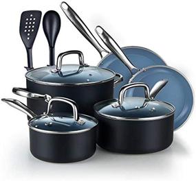 img 4 attached to 🍳 Cook N Home Ceramic Nonstick Coating Set Cookware, 10-Piece, Grey