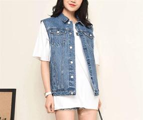 img 3 attached to XIAOADAI Sleeveless Jackets Distressed Classic Women's Clothing
