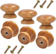 🍄 set of 6 wooden cabinet knobs drawer pulls - cosmos round mushroom shape design logo