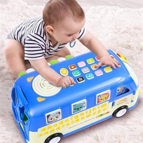 img 4 attached to Обучающие игрушки от Ohuhu: музыкальный автобус с буквами, словарными словами, числами и фонетическими звуками для младенцев, малышей, мальчиков и девочек.