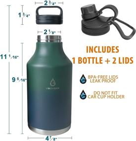 img 2 attached to VOLCAROCK 40/64 Oz Insulated Sports Water Bottle - Hydro Vacuum Flask for Cold and Hot Beverages | BPA Free Stainless Steel Construction | Leakproof and Dishwasher Safe