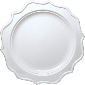img 2 attached to 🍽️ Tiger Chef 96-Pack White Round Scalloped Rim Disposable Plastic Plate Set - Ideal for 48 Guests, Includes 48 10-Inch Dinner Plates, 48 8-Inch Salad Plates - BPA-Free