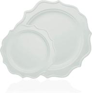 🍽️ tiger chef 96-pack white round scalloped rim disposable plastic plate set - ideal for 48 guests, includes 48 10-inch dinner plates, 48 8-inch salad plates - bpa-free logo