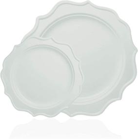 img 3 attached to 🍽️ Tiger Chef 96-Pack White Round Scalloped Rim Disposable Plastic Plate Set - Ideal for 48 Guests, Includes 48 10-Inch Dinner Plates, 48 8-Inch Salad Plates - BPA-Free