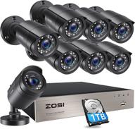 📷 zosi 8ch 1080p outdoor security camera system with 1tb hard drive, h.265+ 8 channel 5mp lite video dvr recorder, 8x 1080p hd 1920tvl weatherproof cctv cameras, motion alert, easy remote access logo