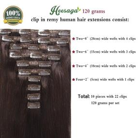 img 3 attached to 💇 Наращивание волос HEESAGA из натуральных волос - 14 дюймов, 120 г/4.2 унций, 10 штук с 22 клипсами - тёмно-коричневый (#2) - высококачественное наращивание волос.