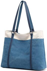 img 4 attached to 👜 Stylish and Functional Wxnow Women Laptop Tote Bag: Canvas Handbag Purse Shoulder Bag