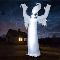👻 12ft halloween inflatable scary spooky ghost with led | indoor outdoor yard decorations for halloween party, garden, lawn | joiedomi blow up inflatables logo