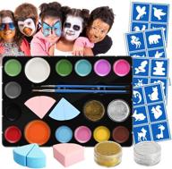 🎨 unleash creativity with lzndeal face paint kit for kids - halloween makeup kit with 14 colors, 24 stencils, and water-based special effects makeup - perfect for kids halloween party favors logo