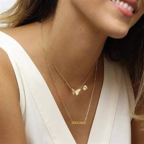 img 1 attached to 🦋 SEMBILAN 14K Gold Plated Butterfly Pendant Necklace with Alphabet Initials: Stylish Jewelry Gifts for Women, Ladies, Girls, and Teens