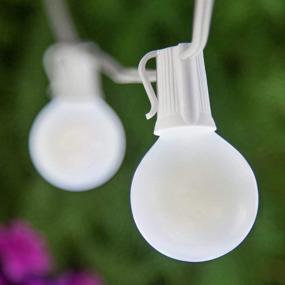 img 4 attached to 🌟 SkrLights 25FT Outdoor String Lights with 27 Frosted White Edison Globe Bulbs: Perfect Patio Lighting for Hanging Umbrellas, Vintage Market Cafes & More!