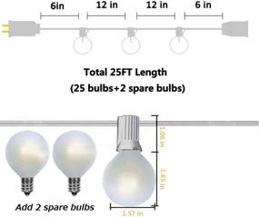 img 2 attached to 🌟 SkrLights 25FT Outdoor String Lights with 27 Frosted White Edison Globe Bulbs: Perfect Patio Lighting for Hanging Umbrellas, Vintage Market Cafes & More!