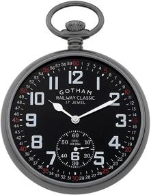 img 4 attached to Gotham Gun Tone Mechanical Railroad Watch: Sleek & Stylish GWC14103BBK