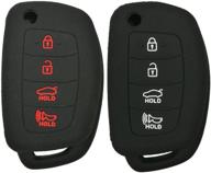 🔑 2-pack coolbestda silicone flip key fob remote cover for hyundai sonata santa fe tucson - protective keyless entry case in black logo