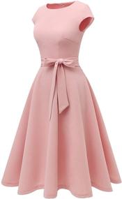 img 3 attached to 👗 Vintage A-Line Midi Party Dress - Women's Casual Swing Tea Dress, Ideal for Cocktail Events