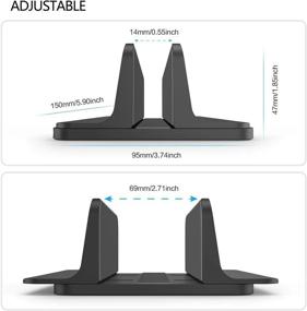 img 1 attached to ✨ Adjustable Vertical Laptop Stand Holder | Desktop Laptop Holder Stand with Dock | Compatible with MacBook, Surface, Lenovo, Dell, Gaming Laptops (Up to 17.3 inches) | Stylish Black Design