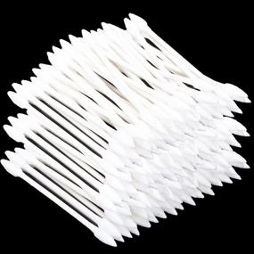 img 4 attached to 🌼 Double Precision Tips 800 Pieces Cotton Swabs with Paper Stick: Ideal Makeup Tool, 4 Packs of 200 Pieces for Convenient Application