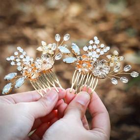 img 4 attached to 💎 Wedding Hair Accessories - Unicra Crystal Hair Combs for Bride & Bridesmaids in Silver (Also Available in Gold)