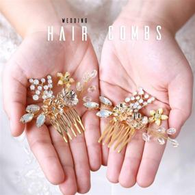 img 2 attached to 💎 Wedding Hair Accessories - Unicra Crystal Hair Combs for Bride & Bridesmaids in Silver (Also Available in Gold)