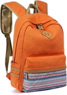 🎒 leaper canvas backpack bag - cute geometric school bookbag for college daypack (orange) logo