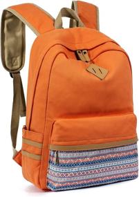 img 4 attached to 🎒 Leaper Canvas Backpack Bag - Cute Geometric School Bookbag for College Daypack (Orange)